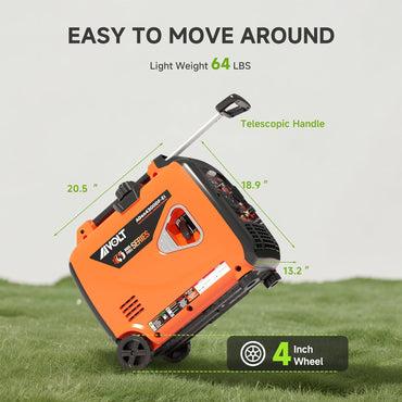 AIVOLT 4300-Watt Gas & Propane Powered Inverter Generator with Wheel Kit