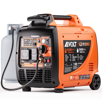 AIVOLT 4300-Watt Gas & Propane Powered Inverter Generator with Wheel Kit