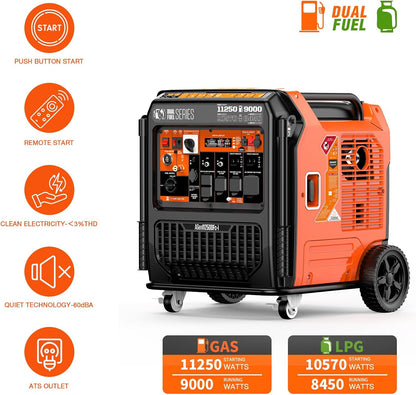 AIVOLT 11250-Watt Gas & Propane Powered Inverter Generator