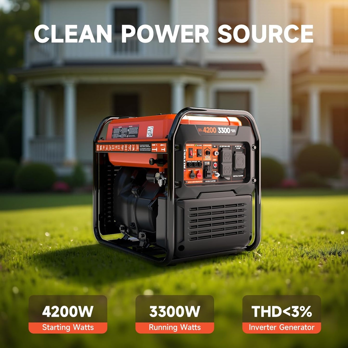 AIVOLT 4200-Watt Gas Powered Open Frame Inverter Generator