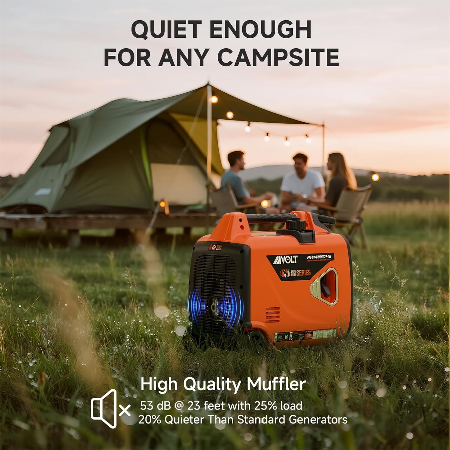 AIVOLT 4300-Watt Gas & Propane Powered Inverter Generator with Wheel Kit