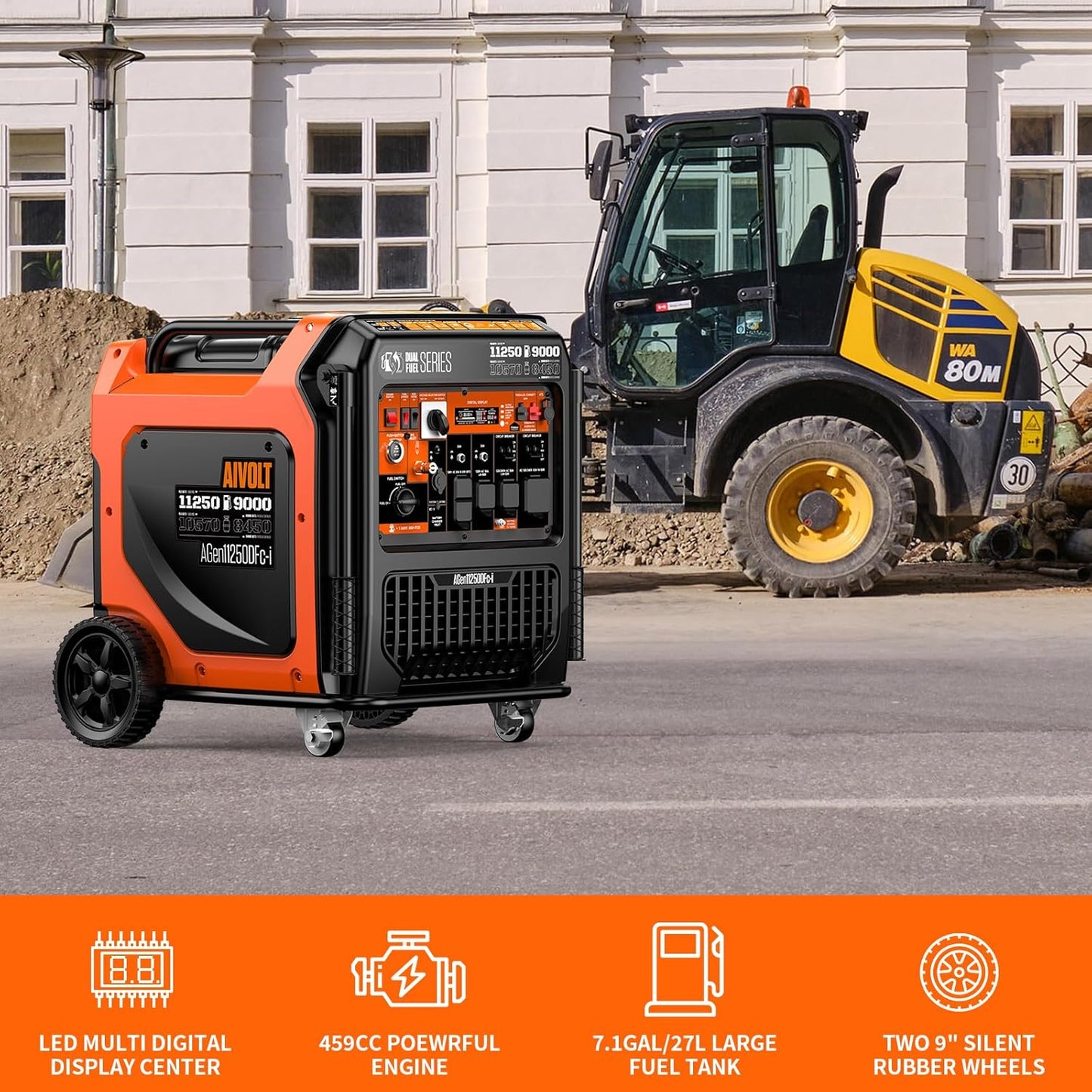 AIVOLT 11250-Watt Gas & Propane Powered Inverter Generator