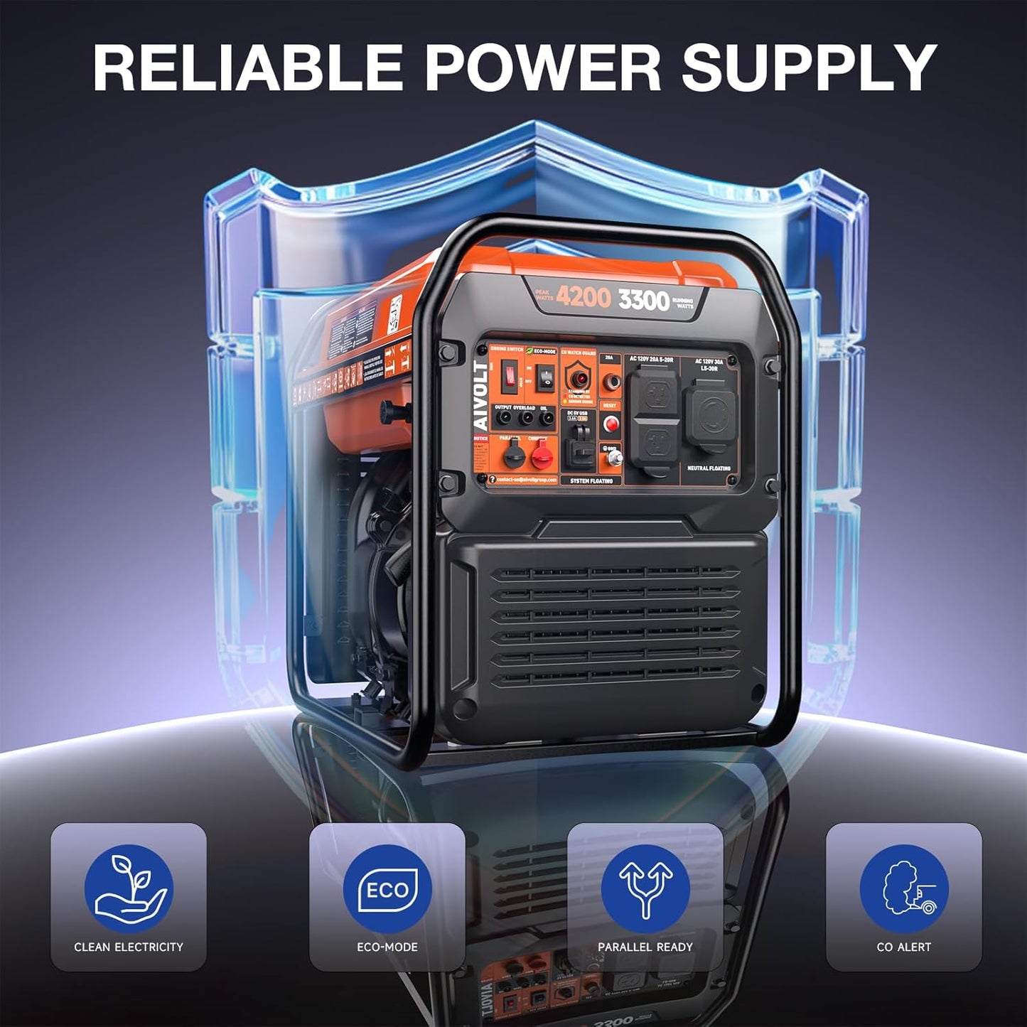 AIVOLT 4200-Watt Gas Powered Open Frame Inverter Generator
