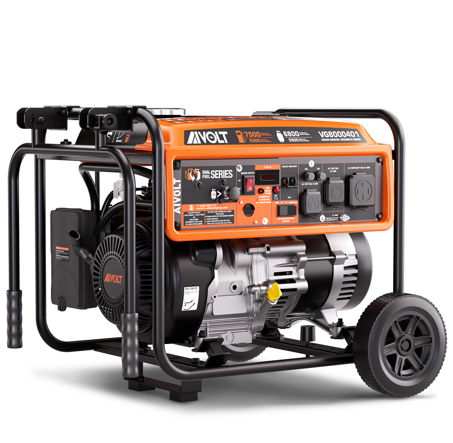 AIVOLT 7500-Watt Portable and Dual Fuel Generator with Wheels