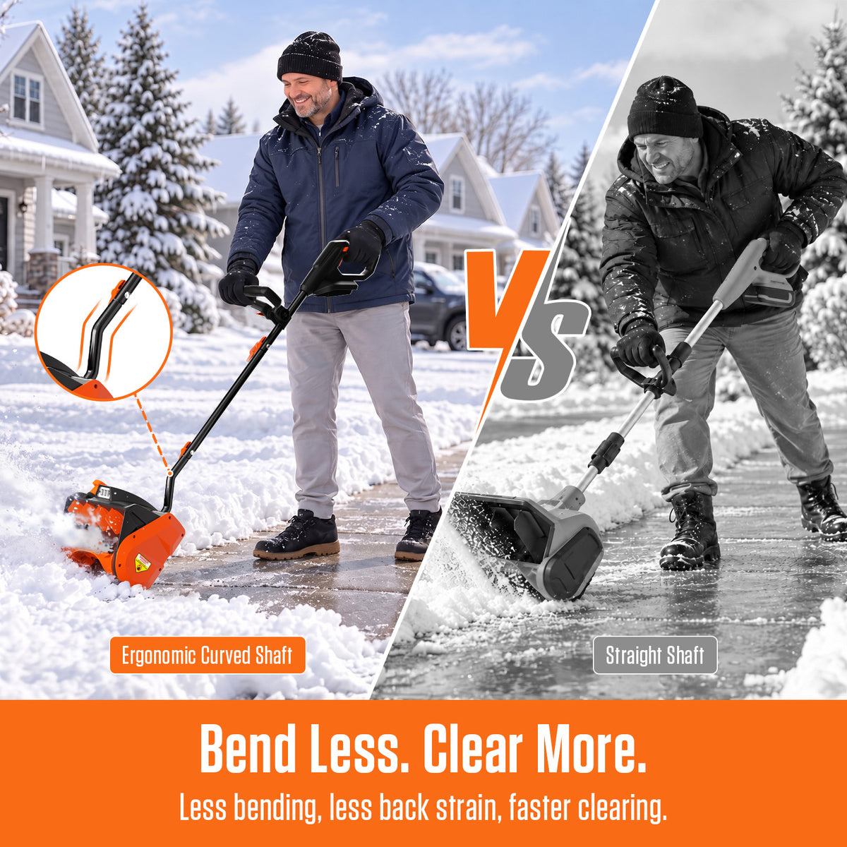AIVOLT 20V Cordless Snow Shovel, 13" Electric Snow Shovel with 25 ft Throw & Curved Steel Shaft
