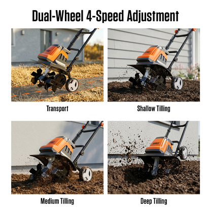 AIVOLT 19" 15-Amp Corded Electric Garden Tiller & Cultivator, 400RPM Rototiller with 24 Steel Tines and Adjustable Wheels