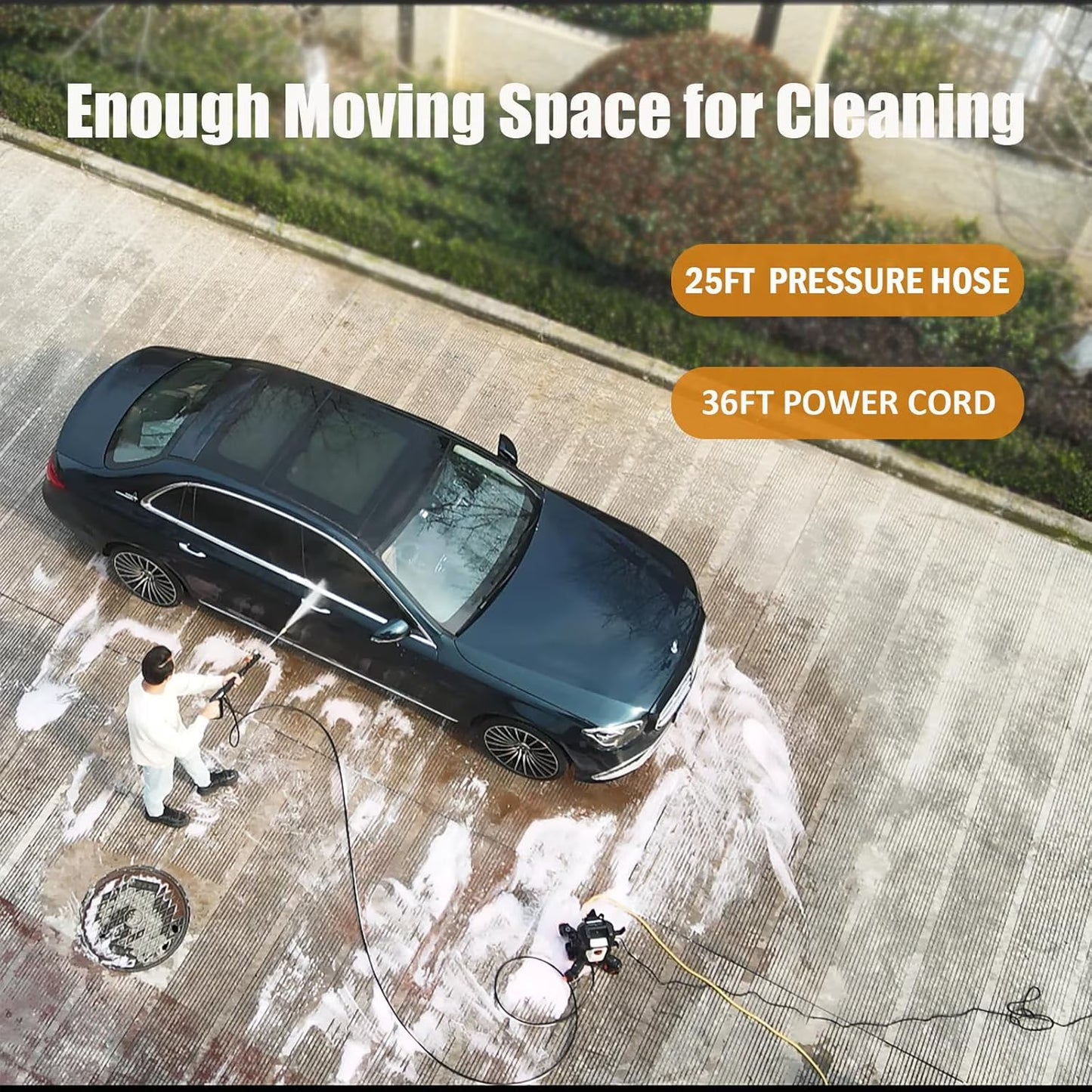 AIVOLT Electric Pressure Washer,Max 4800 PSI at 2.6 GPM Corded Electric Cold Water Power Washer, 4 Nozzles, Soap Tank, Anti-Tipping, 36ft Cable, 25ft Hose(Upgraded)