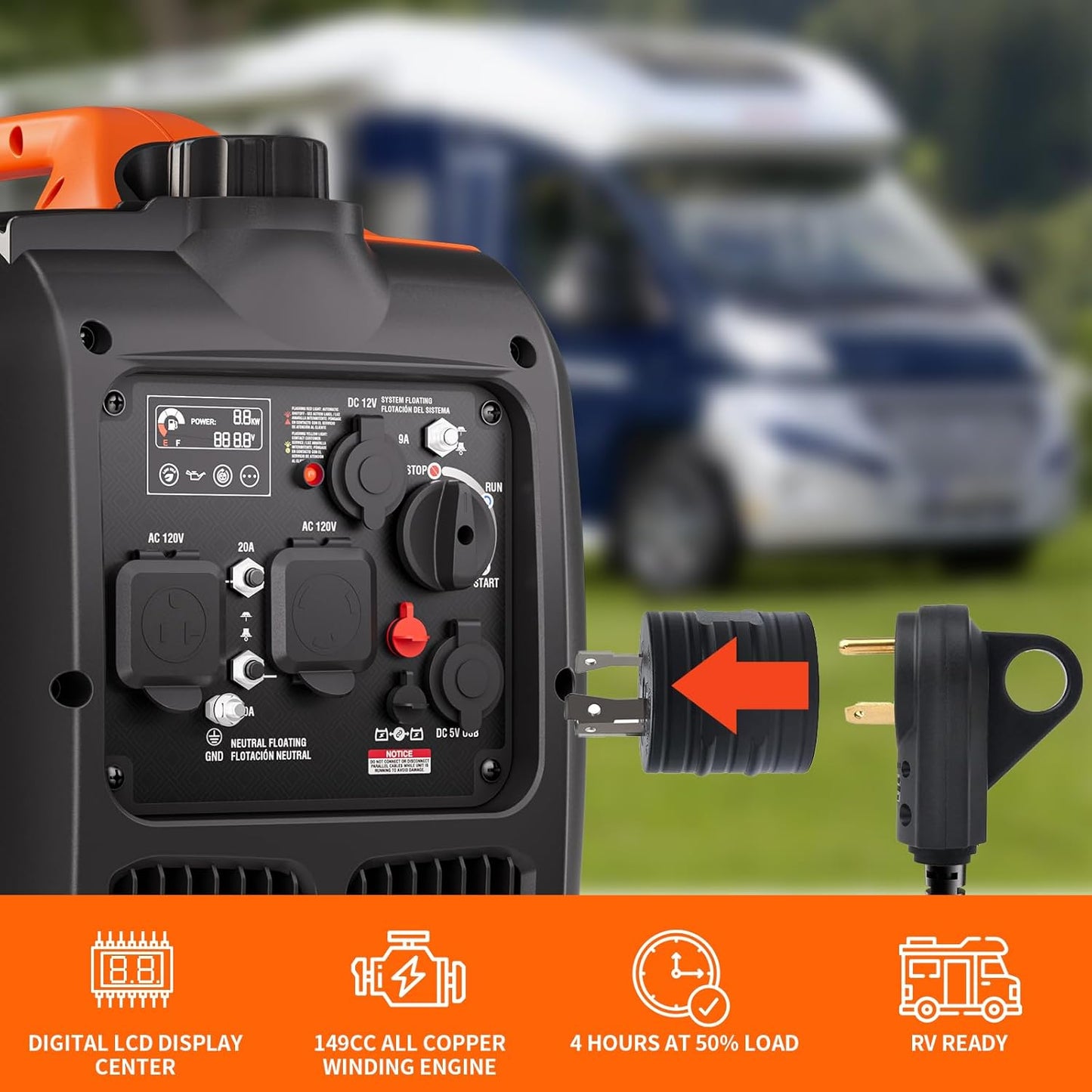 AIVOLT 4300-Watt Gas Powered  Inverter Generator