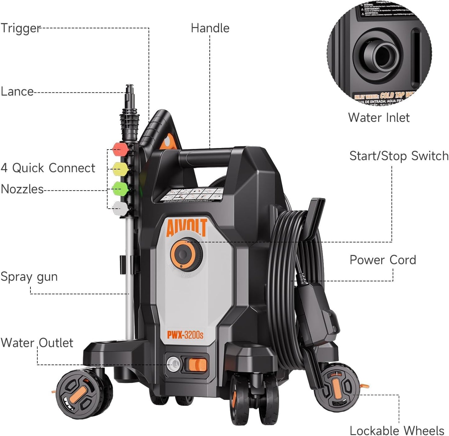 AIVOLT PWX-3200s Electric Pressure Washer