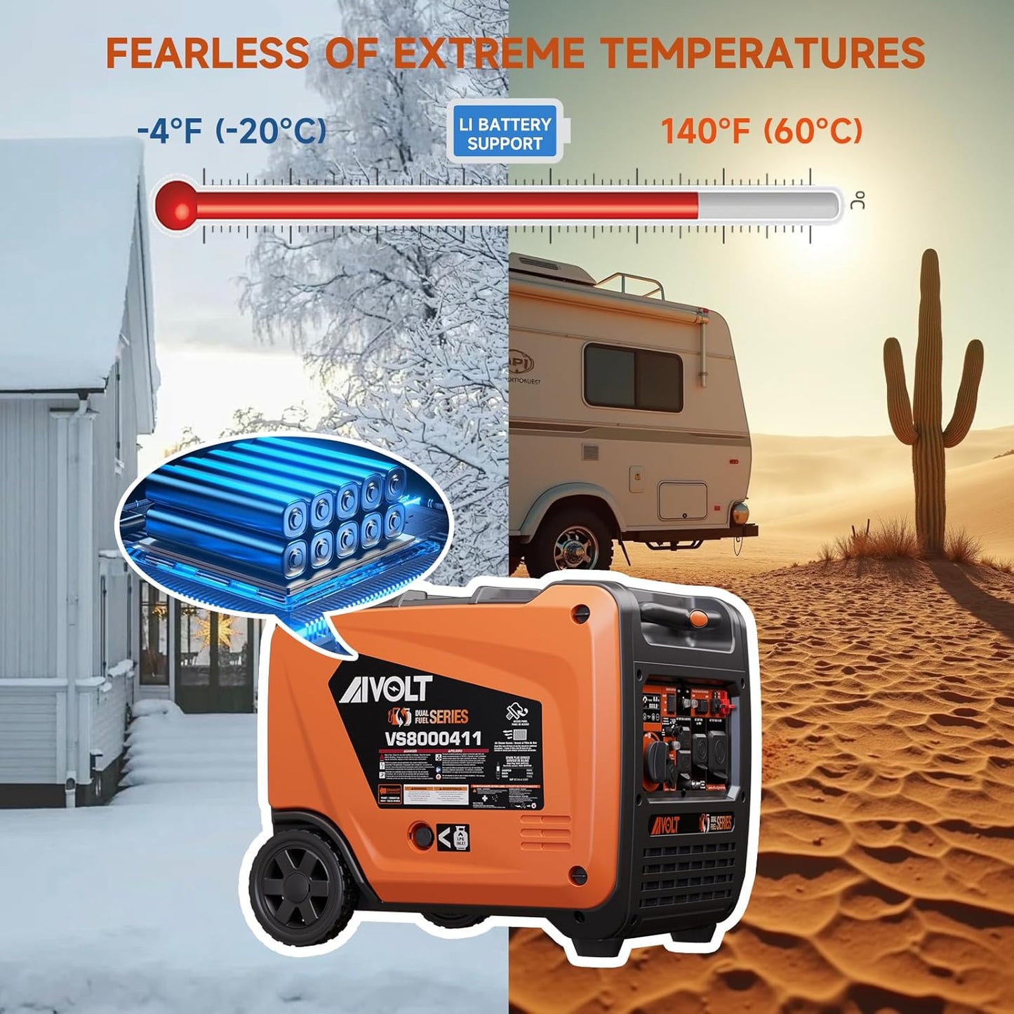 AIVOLT 8000-Watt Gas & Propane Powered Portable Generator