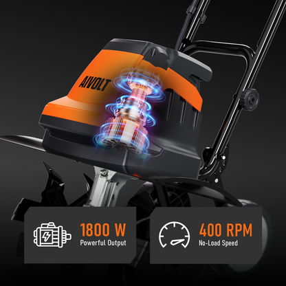 AIVOLT 19" 15-Amp Corded Electric Garden Tiller & Cultivator, 400RPM Rototiller with 24 Steel Tines and Adjustable Wheels