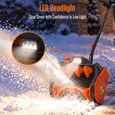 AIVOLT 20V Cordless Snow Shovel, 13" Electric Snow Shovel with 25 ft Throw & Curved Steel Shaft