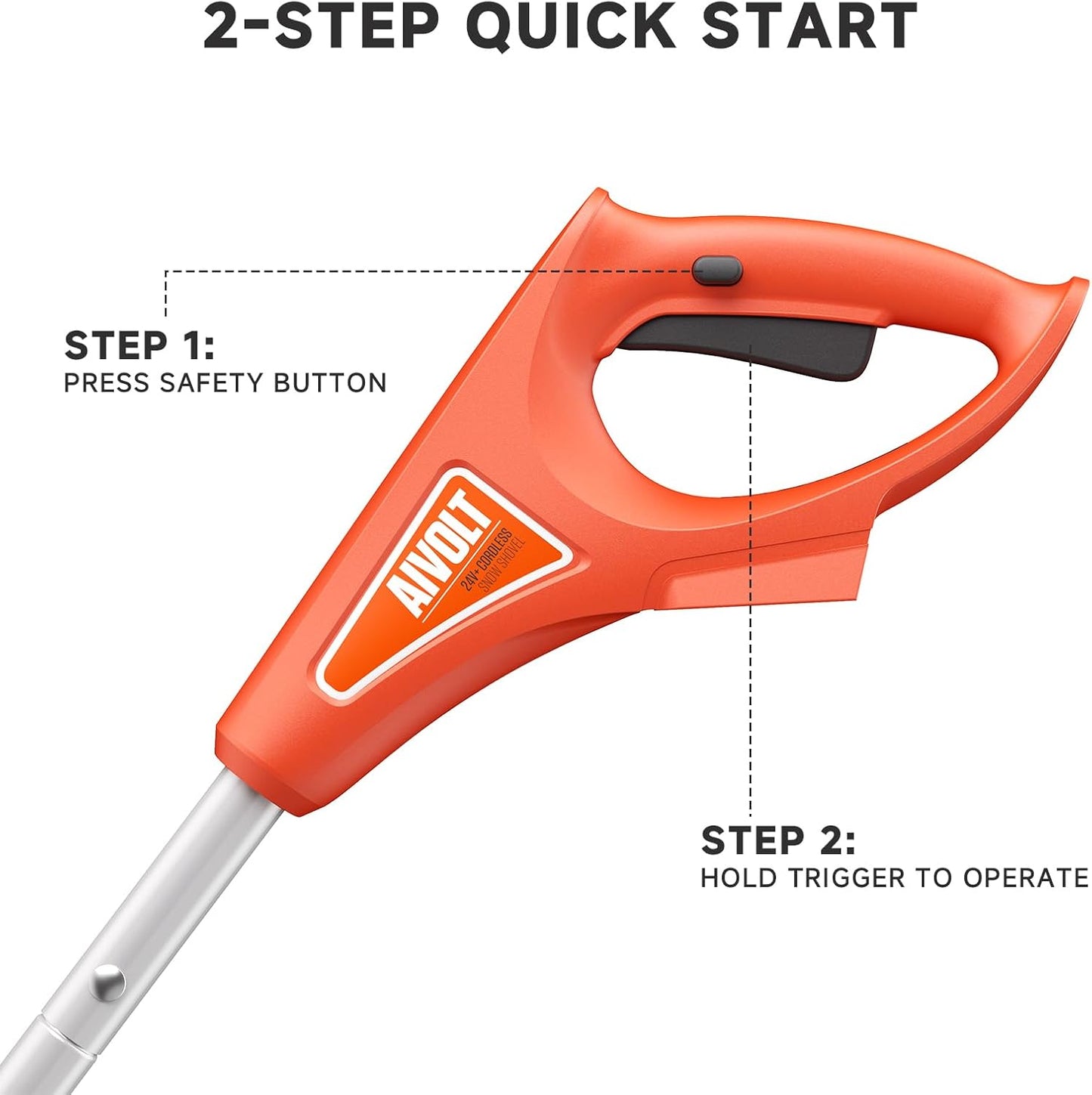 AIVOLT Cordless Snow Shovel 24V | 13-Inch | 4-Ah Battery Powered