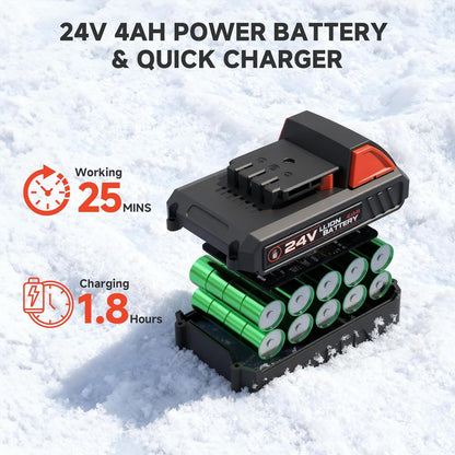AIVOLT Cordless Snow Shovel 24V | 13-Inch | 4-Ah Battery Powered
