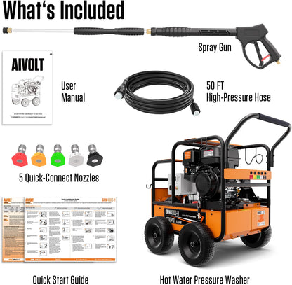 AIVOLT 4000PSI 4.0GPM Gas Hot Water Pressure Washer, 459cc Engine
