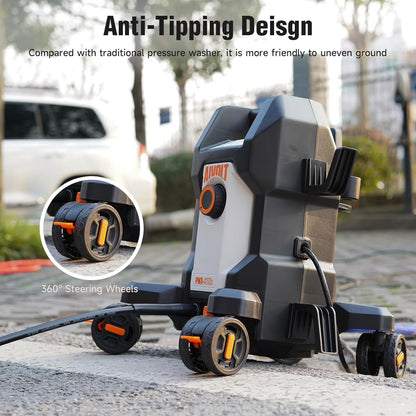 AIVOLT Electric Pressure Washer,Max 4800 PSI at 2.6 GPM Corded Electric Cold Water Power Washer, 4 Nozzles, Soap Tank, Anti-Tipping, 36ft Cable, 25ft Hose(Upgraded)